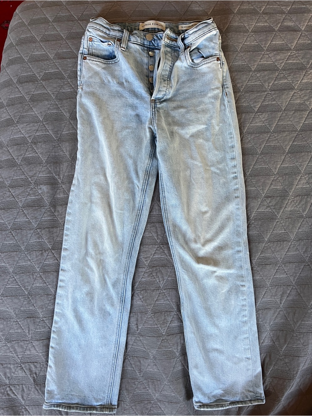 Denim Forum Light Wash High-Rise Button-Fly Jeans